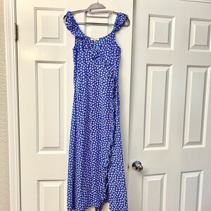 Madewell Blue and White Daisy Faux Wrap Maxi Dress